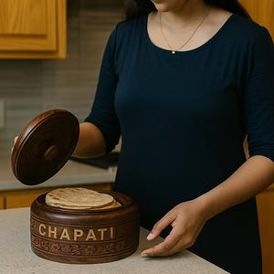 Houten Chapati Box Handgemaakte Sheesham Houten Roti Box Indiase Keuken Opslag Serveerbraadpan Cadeau voor Haar Inwijdingsfeest