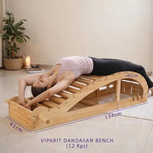 Handcrafted Hardwood Yoga Bench: Viparit Dandasan Backbender
