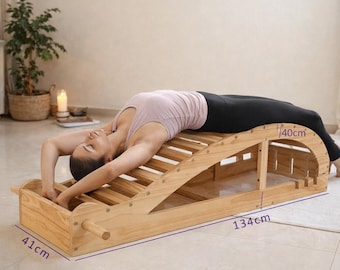 Yoga Backbend Bench Wooden, Viparita Dandasana Bench, Spine Stretch Bench, Iyengar Yoga Prop, Whale Pose Support Bench