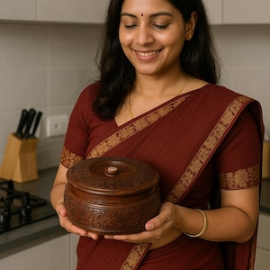 Houten chapatidoos | Handgemaakte roti-doos van sheeshamhout voor opslag en serveren in Indiase keuken | Perfect cadeau voor een housewarming of voor haar