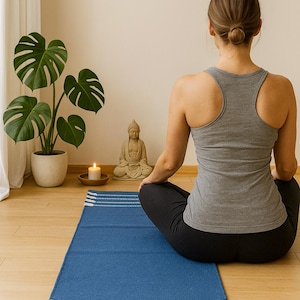 Cotton Yoga Mat, Non-Slip, Lightweight Travel Mat Eco-Friendly & Sustainable Pilates