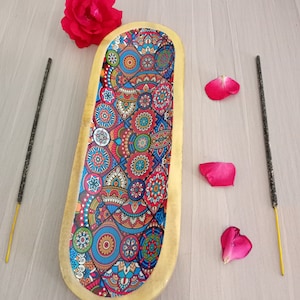 Incense Holder 12&quot; Wooden Burner with Antique Finish, Eco-Friendly Ashtray for Meditation & Relaxation Gift