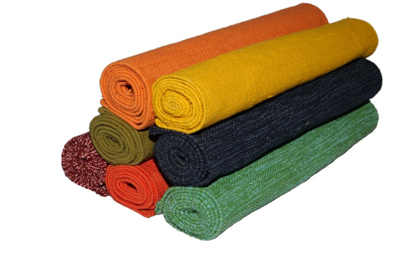 Handloom Baumwoll Yoga-Matte 24x72 Zoll, Umweltfreundlicher, rutschfester Yoga-Teppich, atmungsaktive Meditations-Matte, waschbar, Farboptionen verfügbar Bild 9