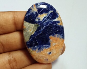 Natural Sodalite loose semi precious gemstone , Pendant Making gemstone cabochon,Used For Jewelry Making.46x30mm.58carat.