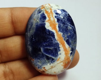 Natural Sodalite loose semi precious gemstone , Pendant Making gemstone cabochon,Used For Jewelry Making.38x27mm.42carat.