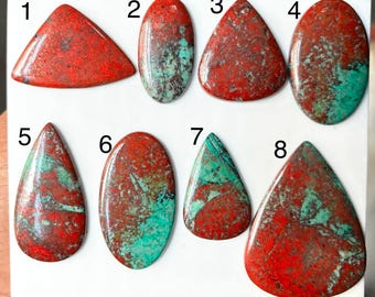 Cabujón natural Sonora Sunrise, cabujón de crisocola cuprita, cabujón Sonora Sunset rojo y verde para la fabricación de joyas.