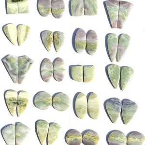 Par de pedras preciosas serpentinas naturais, lote de cabochões de pedras preciosas serpentinas por atacado, serpentina 100% natural de alta qualidade