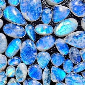Rainbow Moonstone lot, Wholesale Moonstone Gemstone Cabochon lot, Rainbow Moonstone 100% Natural Top Quality Hand Making