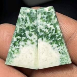 Diopside With Zosite Pair Gemstone Cabochon, 100% Natural Amazing Pair Top Grade Quality Rare Zosite Gemstone For Jewelry Making