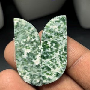 Diopside With Zosite Pair Gemstone Cabochon, 100% Natural Amazing Pair Top Grade Quality Rare Zosite Gemstone For Jewelry Making