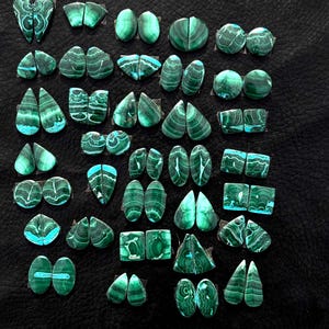 Par de pedras preciosas de crisocola malaquita, lote de cabochão de pares de pedras preciosas de crisocola malaquita no atacado, 100% natural de alta qualidade