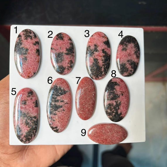 Natural Rhodonite Cabochon, Pink Rhodonite Loose Gemstone for Jewelry Making, Wire Wrapping Stone, Hand Polished Rhodonite Crystal Cabochon