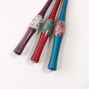 walnut pen holder with semi precious stones