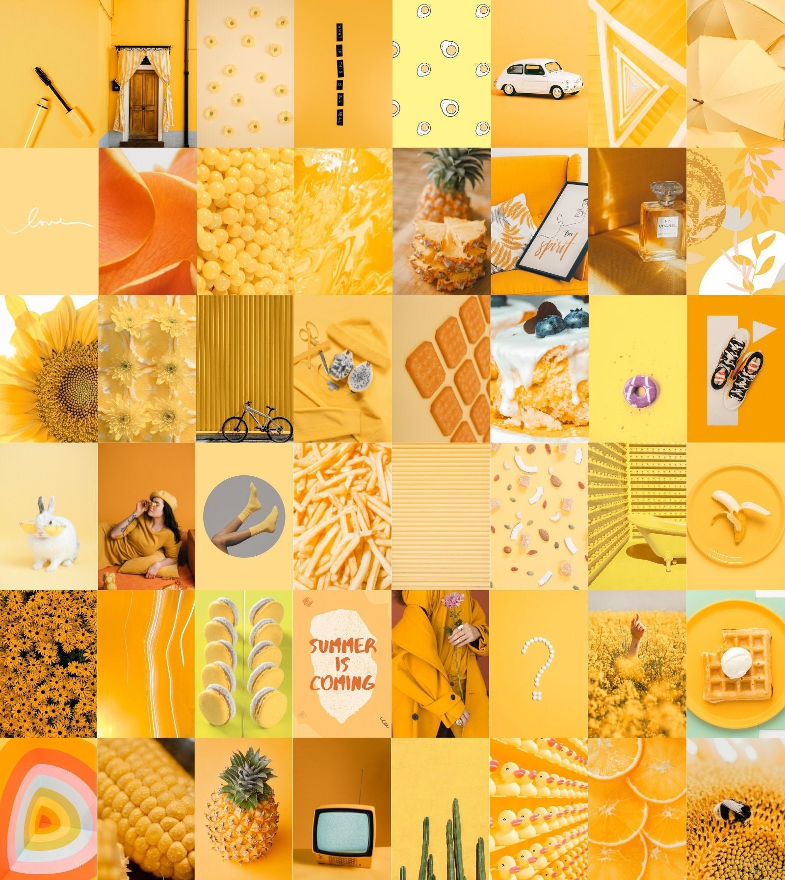 60 Pcs Yellow Photo Wall Collage KitYellow Aesthetic | Etsy