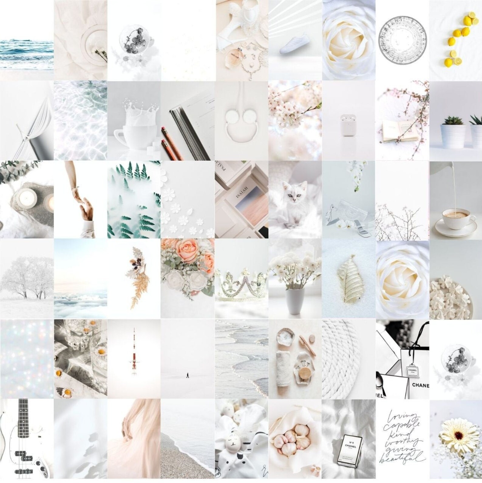 70 Pcs White Photo Wall Collage Kit White Aesthetic Etsy