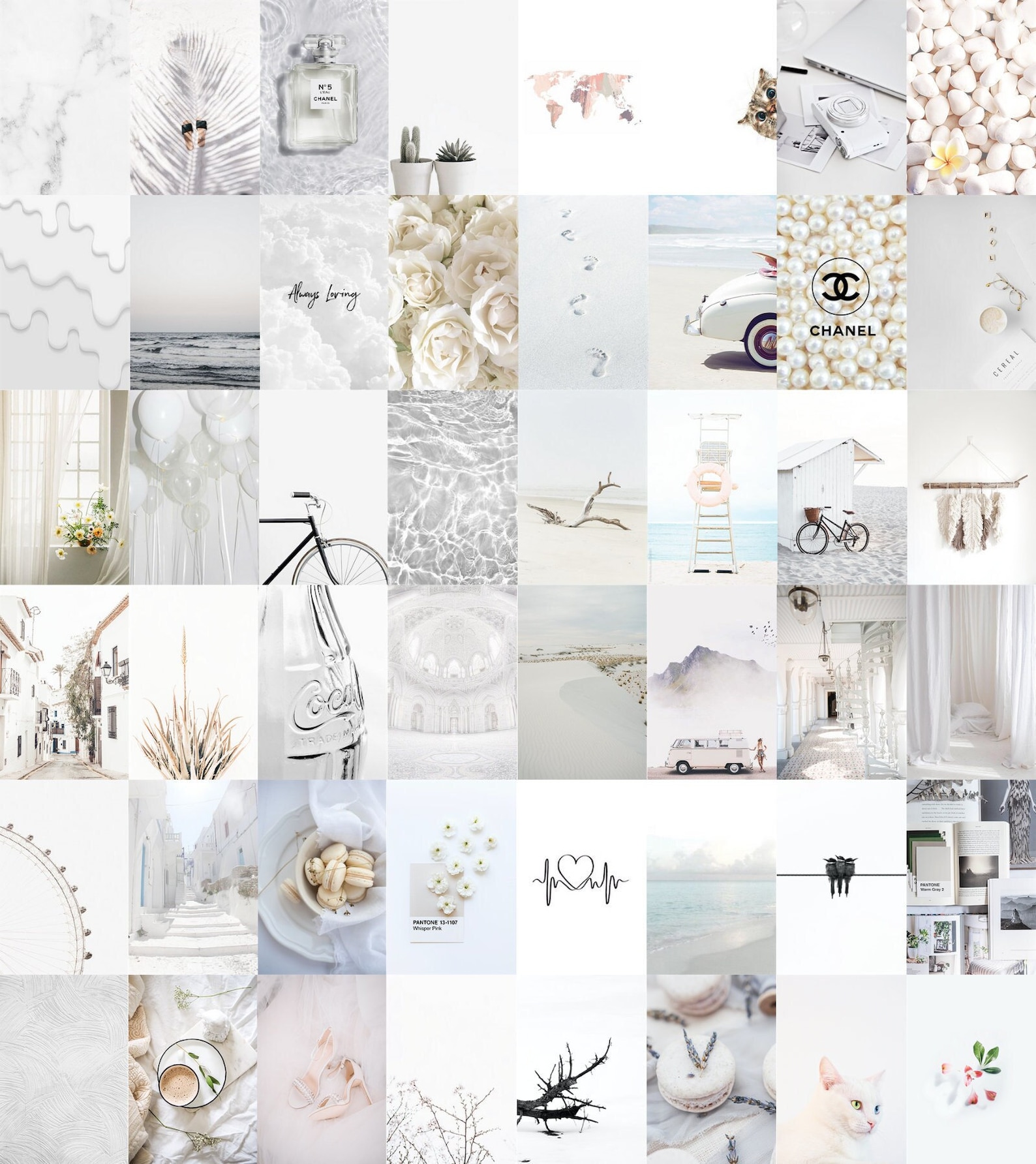 White Photo Wall Collage Kit White Aesthetic CollageWhite Etsy
