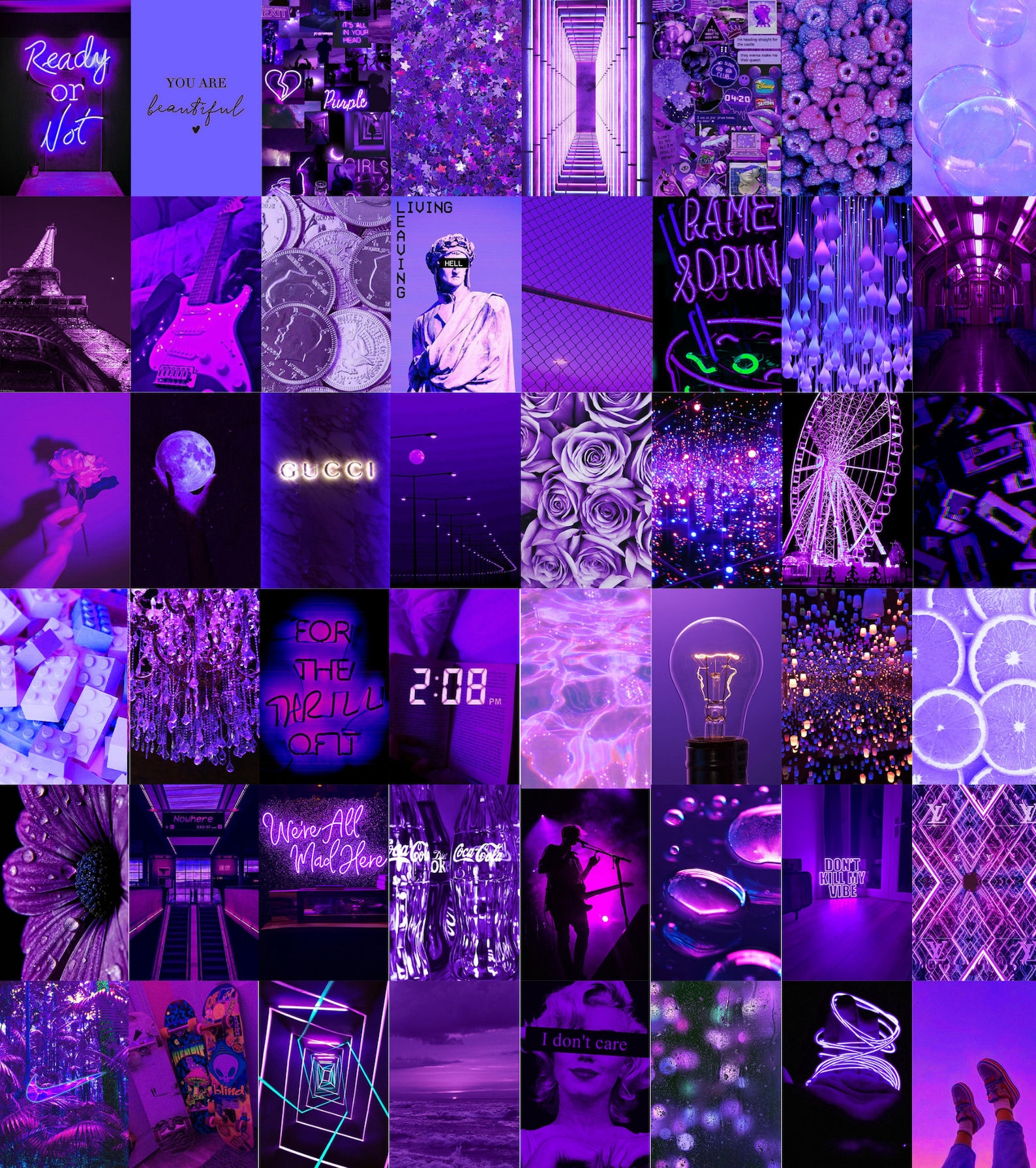 Violet Purple Photo Collage Kit Purple Aesthetic | Etsy