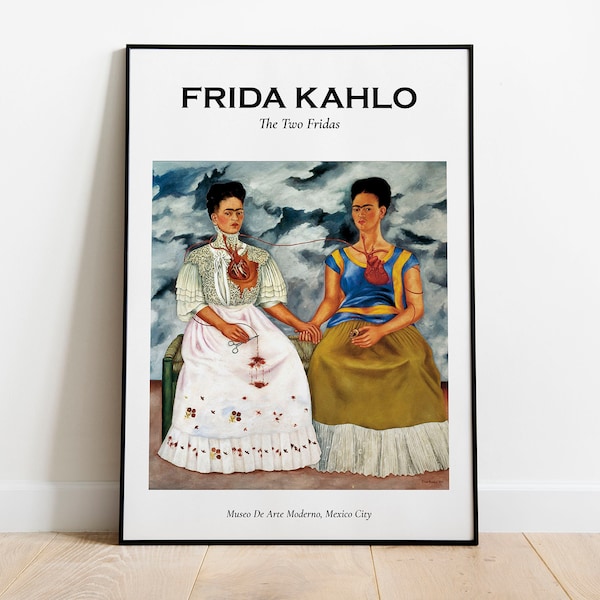 Frida Kahlo - The Two Fridas Exhibition Poster, Vintage Home Decor, Wall Art Print