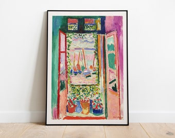 Matisse - Open Window Collioure Exhibition Art Poster Vintage Print, Textless version, Ideal Home Decor or Gift