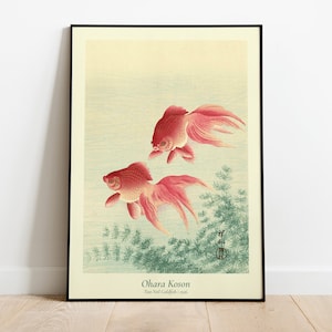 Ohara Koson Vintage Goldfish Poster, Japanese Art Vintage Illustration with Fishes, Home Decor Wall Art