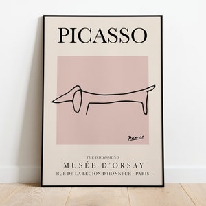 Picasso - Perro, cartel de exposición de arte lineal vintage, dibujo lineal minimalista, decoración ideal para el hogar o impresión de regalo