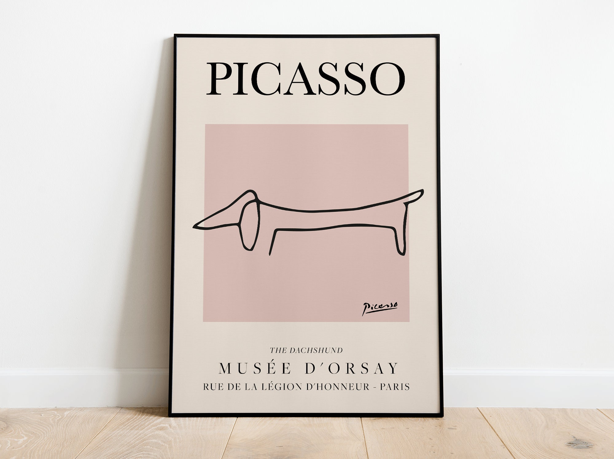 Picasso Dog Exhibition Vintage Line Art Poster