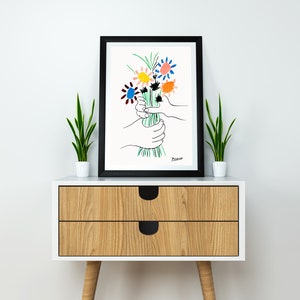 Picasso Bouquet of Peace Flowers, Exhibition Vintage Line Art Poster, Minimalist Line Drawing, Ideal Home Decor or Gift Print image 5