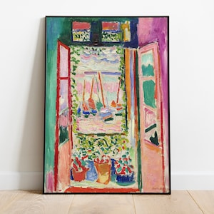 Matisse - Affiche d'art de l'exposition Collioure, fenêtre ouverte, impression vintage, version sans bordure, décoration d'intérieur idéale ou cadeau