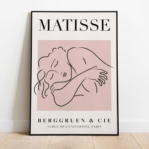 Henri Matisse - Mujer durmiente, Exposición Vintage Line Art Poster, Minimalista Line Drawing Wall Art, Ideal Home Decor or Gift Print