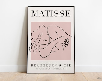 Henri Matisse - Mujer durmiente, Exposición Vintage Line Art Poster, Minimalista Line Drawing Wall Art, Ideal Home Decor or Gift Print