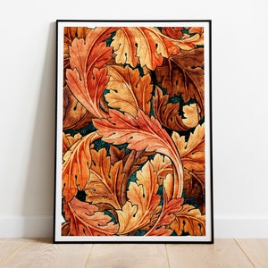 William Morris Exhibition Poster Print, Art Nouveau Acanthus Textured Background, Victorian Home Decor Wall Art