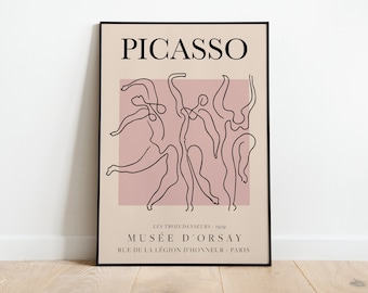 Picasso Exhibition Poster, Dance, Vintage Art, Minimalist Poster, Line Drawing, Art Print, Bedroom Art, Ideal Gift, Various Sizes