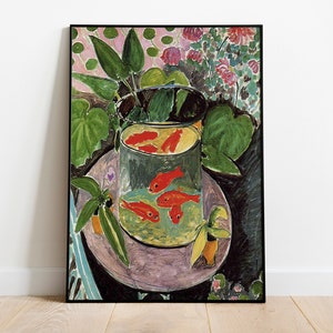 Henri Matisse - Goldfish Exhibition Art Poster Impresión vintage, versión sin bordes, decoración ideal para el hogar o regalo