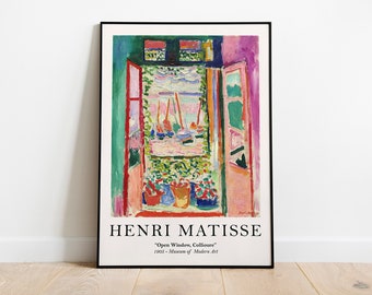 Matisse - Open Window Collioure Exhibition Vintage Art Poster Print, Ideal Home Decor or Gift