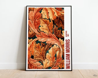 William Morris Exhibition Poster Print, Art Nouveau Acanthus Textured Background, Victorian Home Decor Wall Art