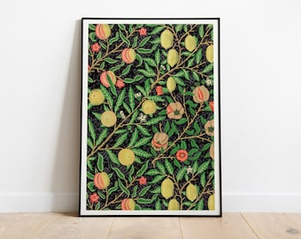 William Morris Exhibition Poster with Fruit Pattern Art Nouveau, Home Decor Wall Art