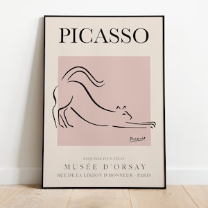 Picasso - Il gatto, manifesto d'arte vintage della mostra, disegno minimalista, decorazione ideale per la casa o stampa regalo