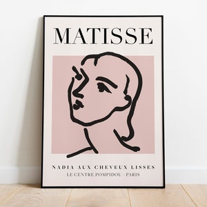 Henri Matisse - Nadia, Tentoonstelling Vintage Line Art Poster, Minimalistische Lijn Tekening Wall Art, Ideale Home Decor of Gift Print