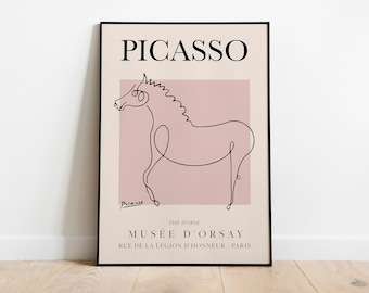 Picasso - The Horse, Exhibition Vintage Line Art Poster, Minimalist Line Drawing, Ideal Home Decor or Gift Print