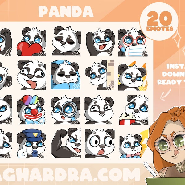 20 PANDA emotes for Twitch/Discord/Betterttv