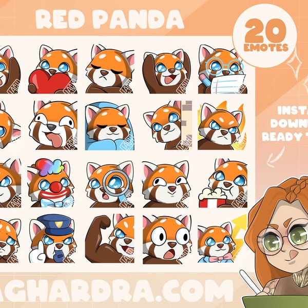 20 RED PANDA emotes for Twitch/Discord/Betterttv
