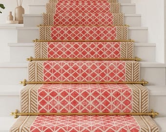 Traploper Custom Size Stairs Runner Rug Stair Carpet, treppenteppich Cotton Rug for Bedside, Entryway, Kitchen, Hallway Runner Eco Friendly