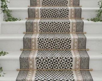 Bohemian Stair Runner Rug Cotton Carpet Runner for Stairs, Custom Stair Treads Rug Machine Washable Stairs Rug Staircase Runner Stair Carpet