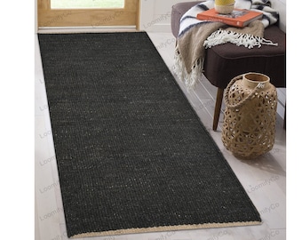 Bestsellers Hand Braided Hemp Jute Rug Runner in Black