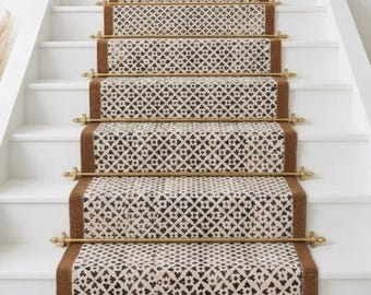 Washable Cotton Stairs runner Custom Size Traploper Stair Treads Rug Non Slip Cotton Runner Rug Carpet Hallway Rug Extra Long Stairs Carpet