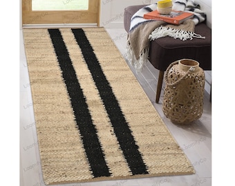 Hand Loomed Natural Jute Runner/Rug, Braided Jute Runner