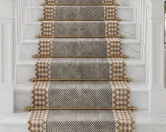 Cotton Stairs Runner Rug Earthy Brown Runner Rug, Handwoven Rug for Bedside, Entryway, Kitchen, Modern Decor, Custom Sizes Rug, Eco Friendly