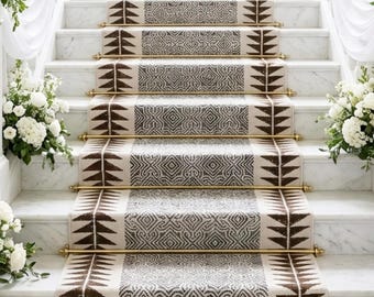 Boho Cotton Stairs Runner Rug Kilim Runner Rug, Handwoven Rug for Bedside, Entryway, Kitchen, Modern Decor, Custom Sizes Runner Eco Friendly