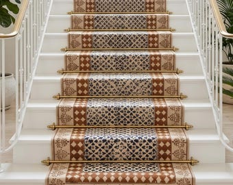 Boho Cotton Stair Runner Non Slip Washable Stair Runner Soft Cotton Carpet Runner for Stairs Hallway Runner Rug Custom Stair Treads Rug