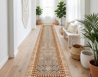 Cotton Very Long Hallway Runner Stair Runner Extra Long Runner Rug Oversize Farmhouse Entryway Rug, Kitchen Rug  Non-Skid  Washable